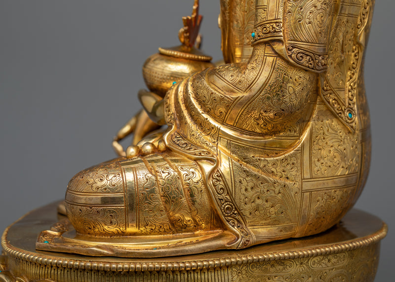 Healing Medicine Buddha Statue | Gold Gilded Beacon of Well-being