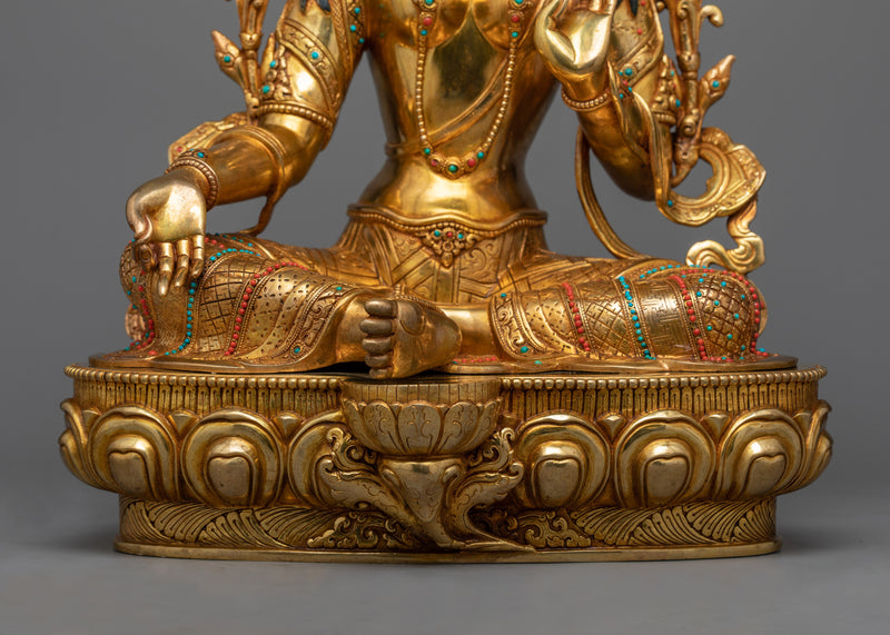 Green Tara Copper Sculpture | Embodiment of Active Compassion