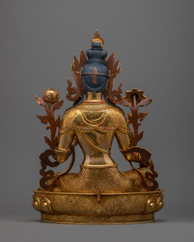 Green Tara Copper Sculpture | Embodiment of Active Compassion