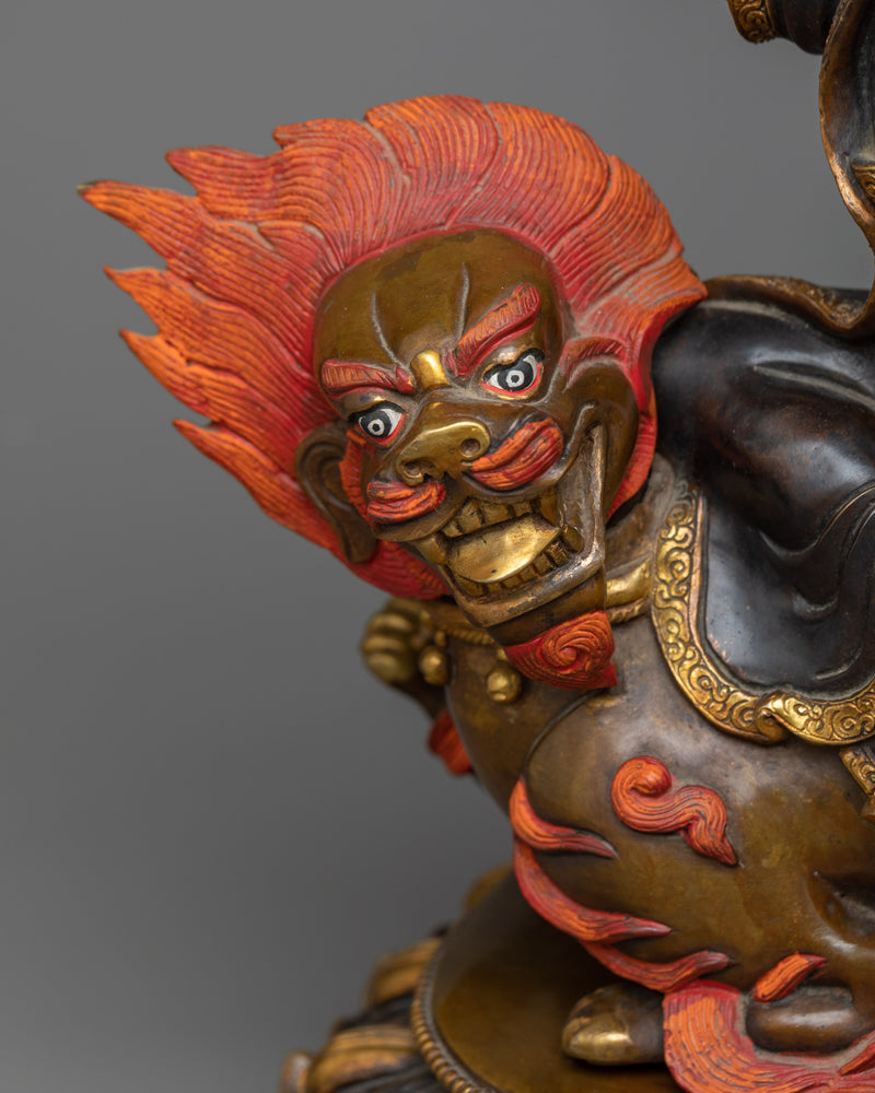 Dorje Legpa Dharma Protector | 24K Gold Gilded Guardian Sculpture