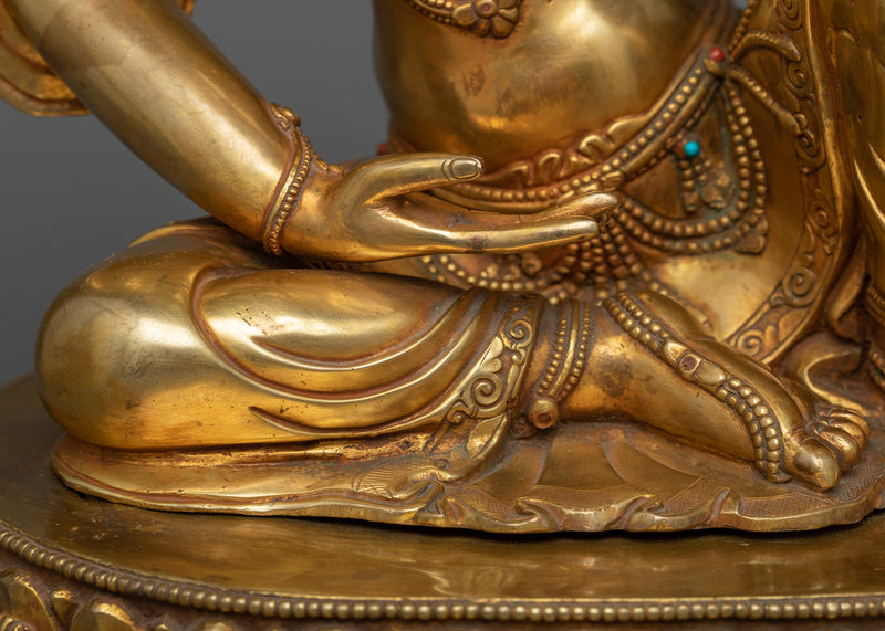 Elegant Two-Armed Avalokiteshvara Statue | Premium 24K Gold Gilded Sculpture