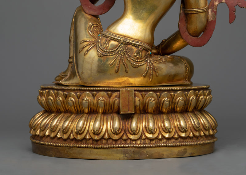 Elegant Two-Armed Avalokiteshvara Statue | Premium 24K Gold Gilded Sculpture