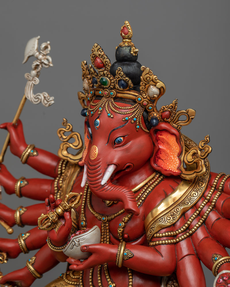 Majestic Red Ganesh | Collector's Pride Statue painted with Hidden Technique