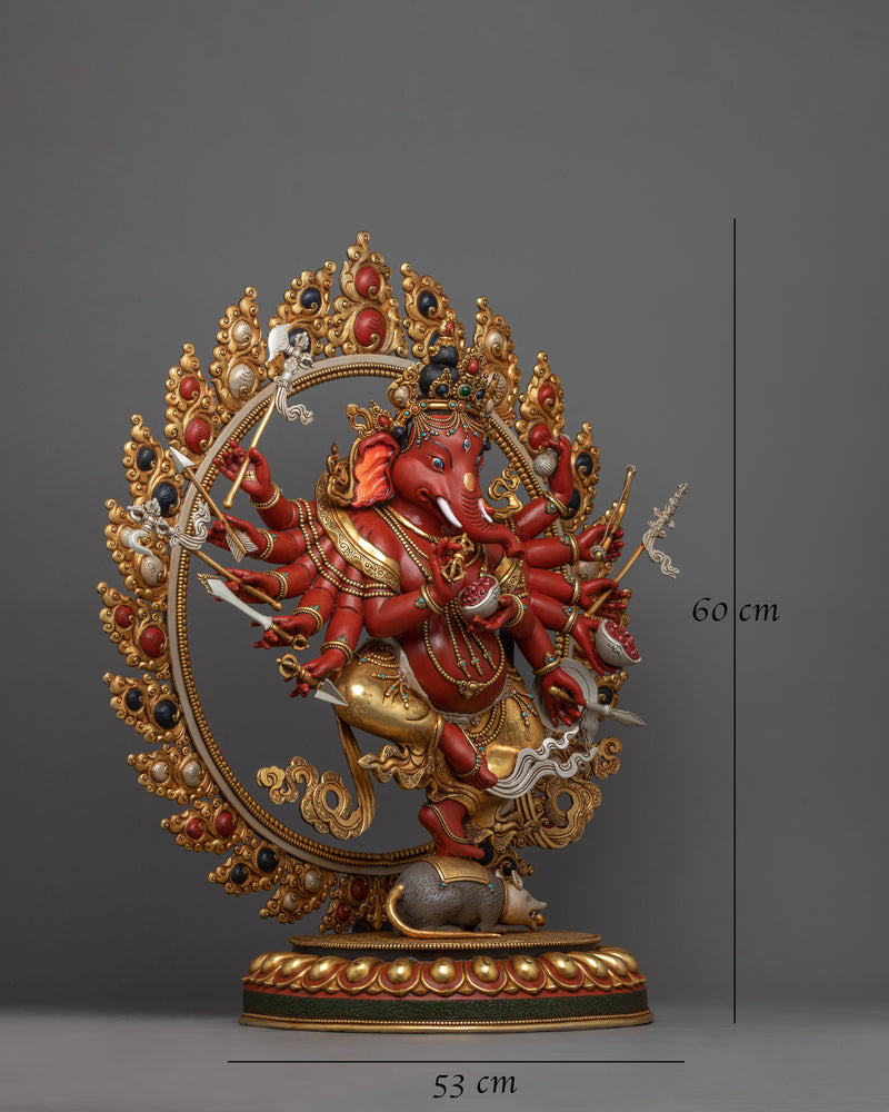 Majestic Red Ganesh | Collector's Pride Statue painted with Hidden Technique