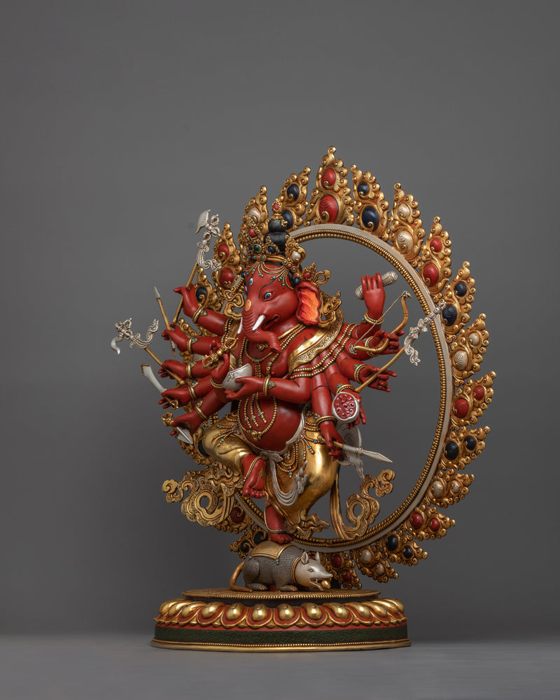 Majestic Red Ganesh | Collector's Pride Statue painted with Hidden Technique