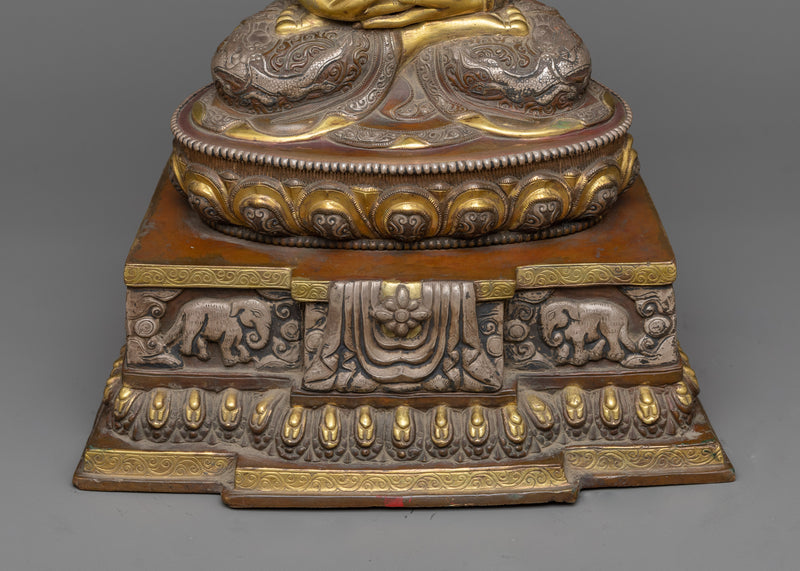 Divine Buddha Amitabha Sculpture on Lotus Throne | A Beacon of Infinite Light