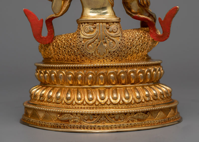 Green Tara: The Compassionate Liberator | 24K Gold Gilded Sculpture