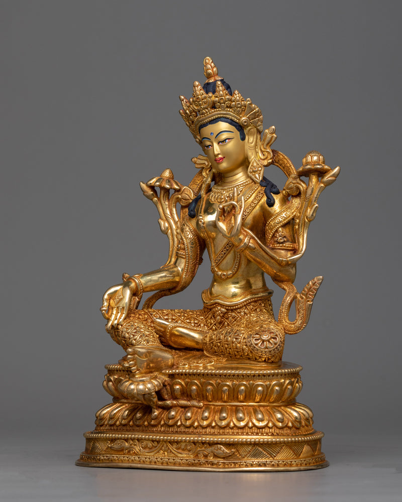 green-tara-gilded sculpture