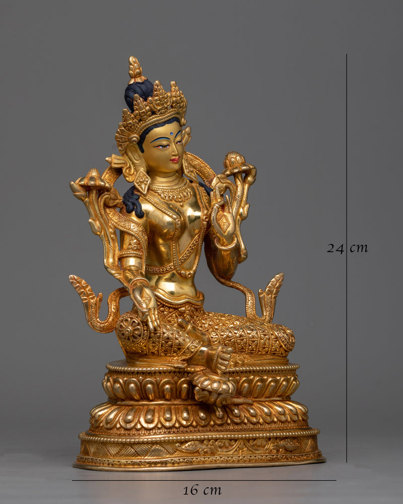 green-tara-gilded sculpture