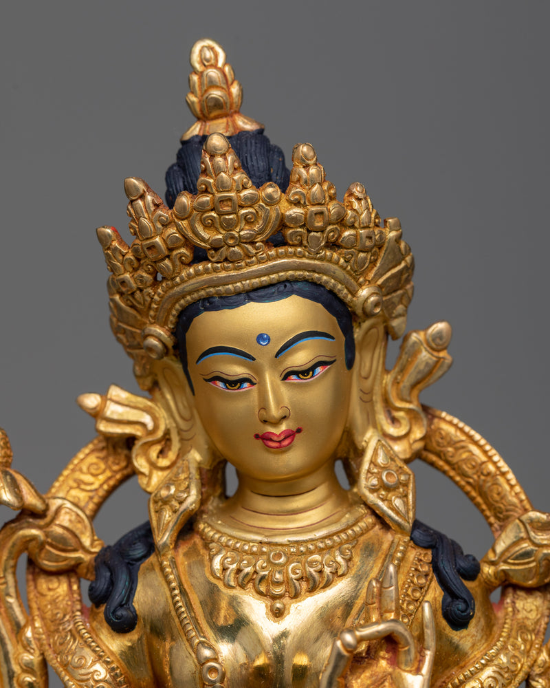 green-tara-gilded sculpture