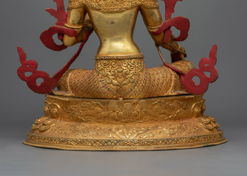 Green Tara: The Compassionate Savior | 24K Gold Gilded Sculpture