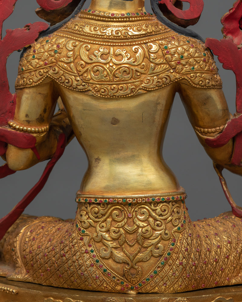 Green Tara: The Compassionate Savior | 24K Gold Gilded Sculpture