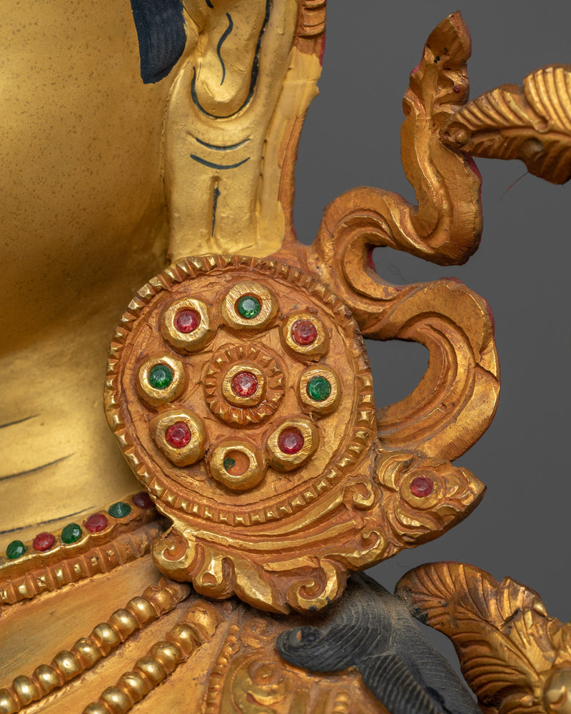 Green Tara: The Compassionate Savior | 24K Gold Gilded Sculpture