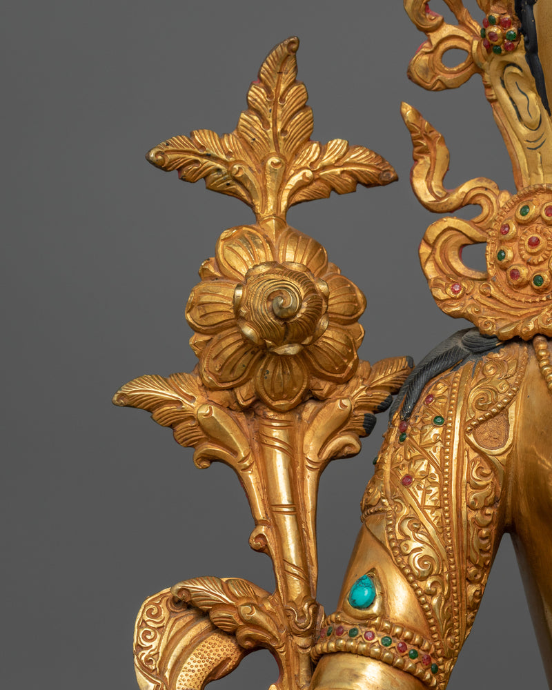 Green Tara: The Compassionate Savior | 24K Gold Gilded Sculpture