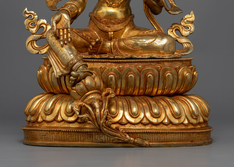 Green Tara: Embodiment of Active Compassion | Traditionally 24K Gold Gilded Statue