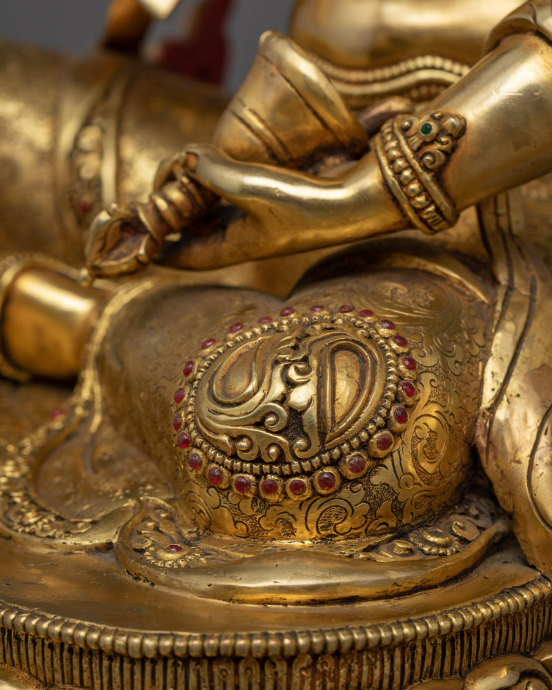 Seated Machig Labdrön Statue | The Enlightened Dakini - 24K Gold Gilded Statue