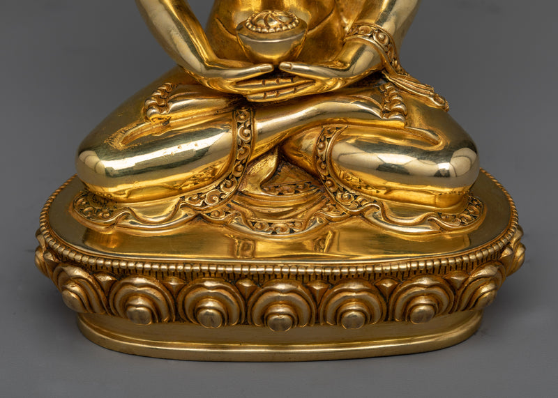 Amitabha Copper Sculpture | The Infinite Light - 24K Gold Gilded Sculpture