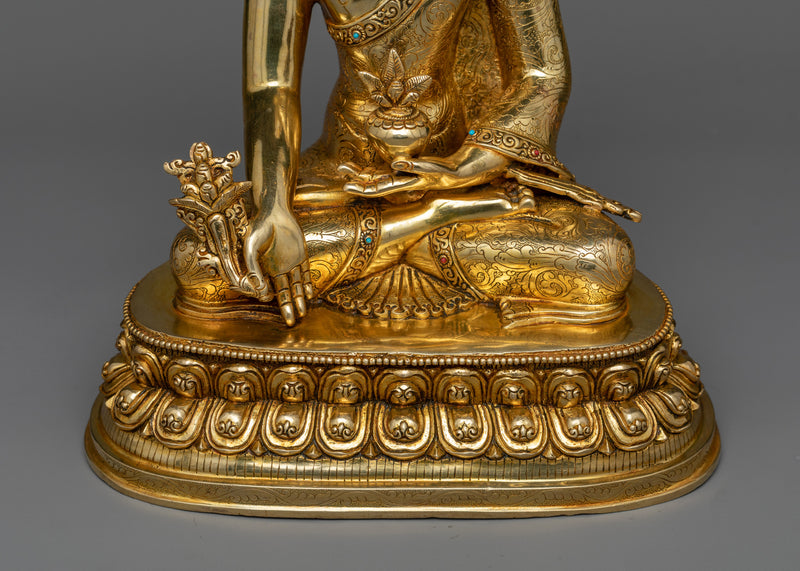 Bhaisajya Guru Buddha: The Healing Master | 24K Gold Gilded Sculpture