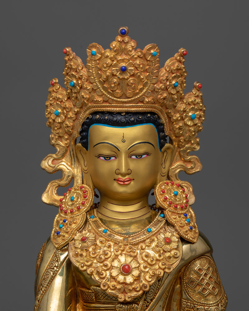 crown-buddha-shakyamuni-gilt sculpture