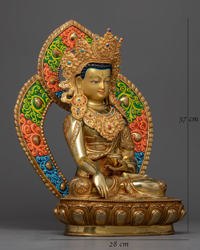 crown-buddha-shakyamuni-gilt sculpture