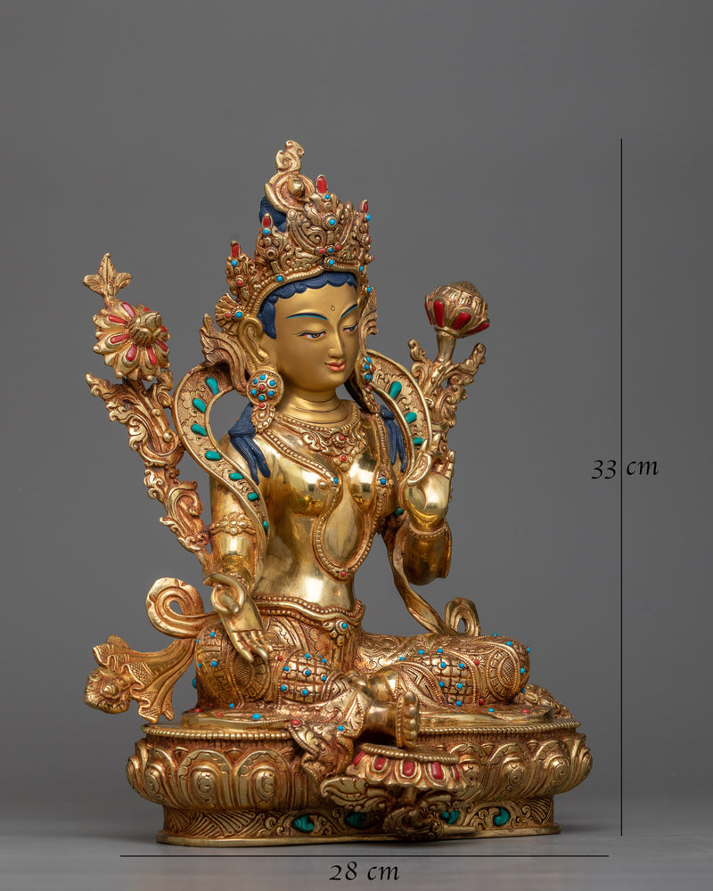 green-tara-copper gilt sculpture