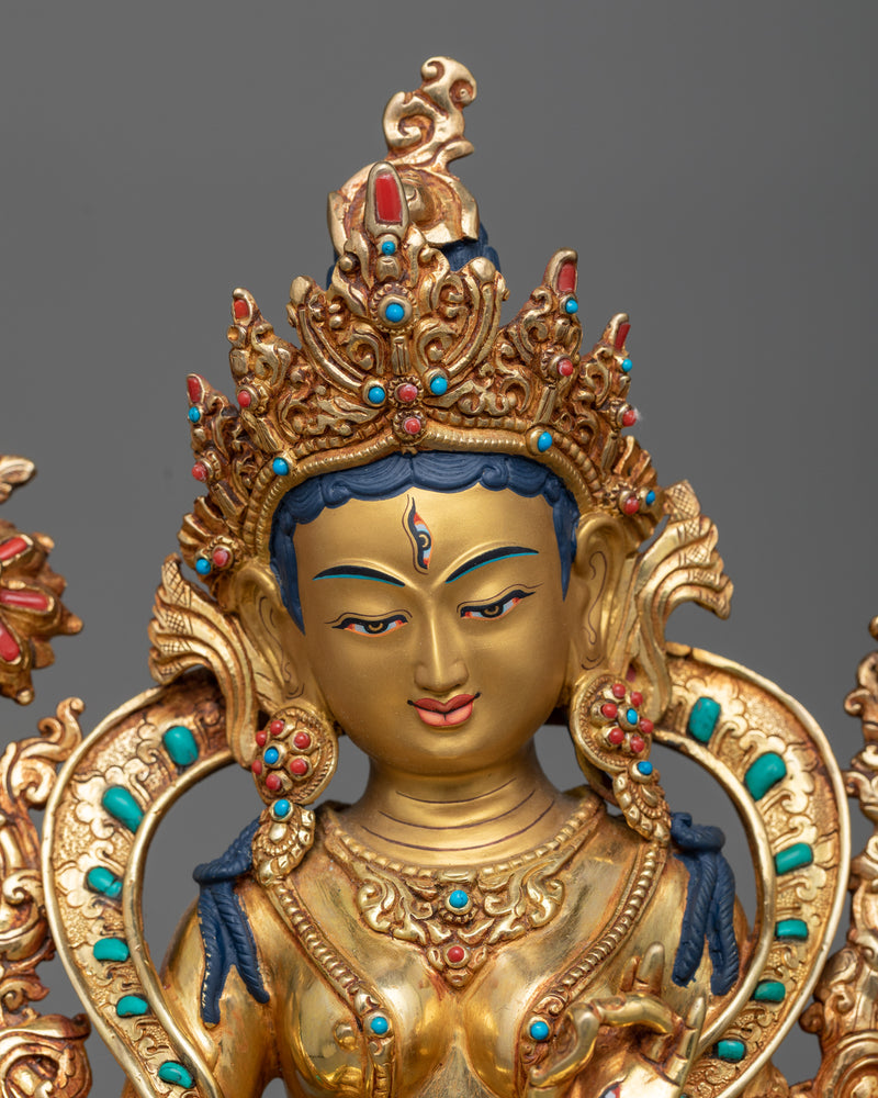 white-tara-gilt copper sculpture