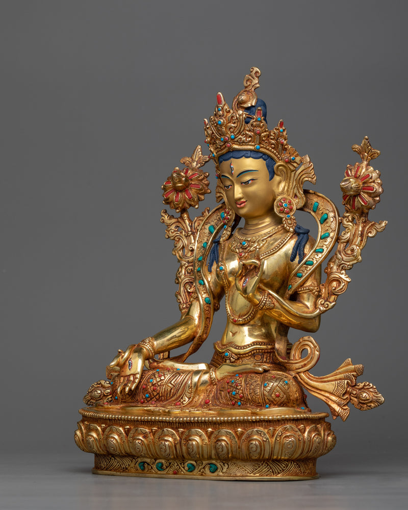 white-tara-gilt copper sculpture