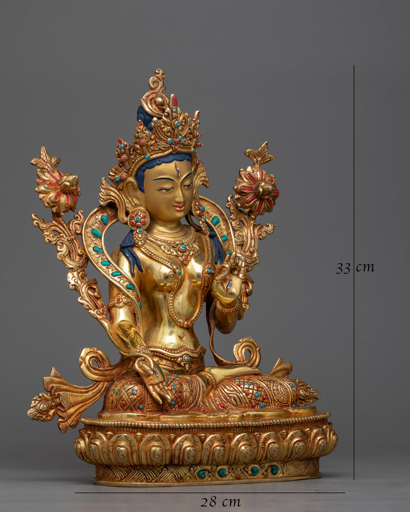 white-tara-gilt copper sculpture