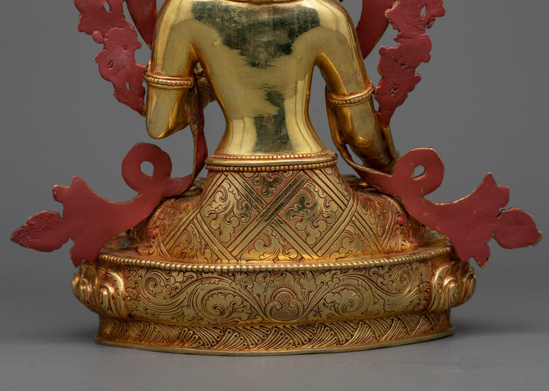 White Tara Gilt Copper Sculpture | The Embodiment of Grace and Healing