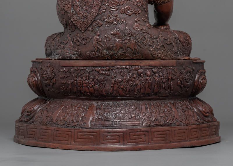 Statue of Shakyamuni Buddha: The Enlightened One | Majestic Oxidized Copper Sculpture