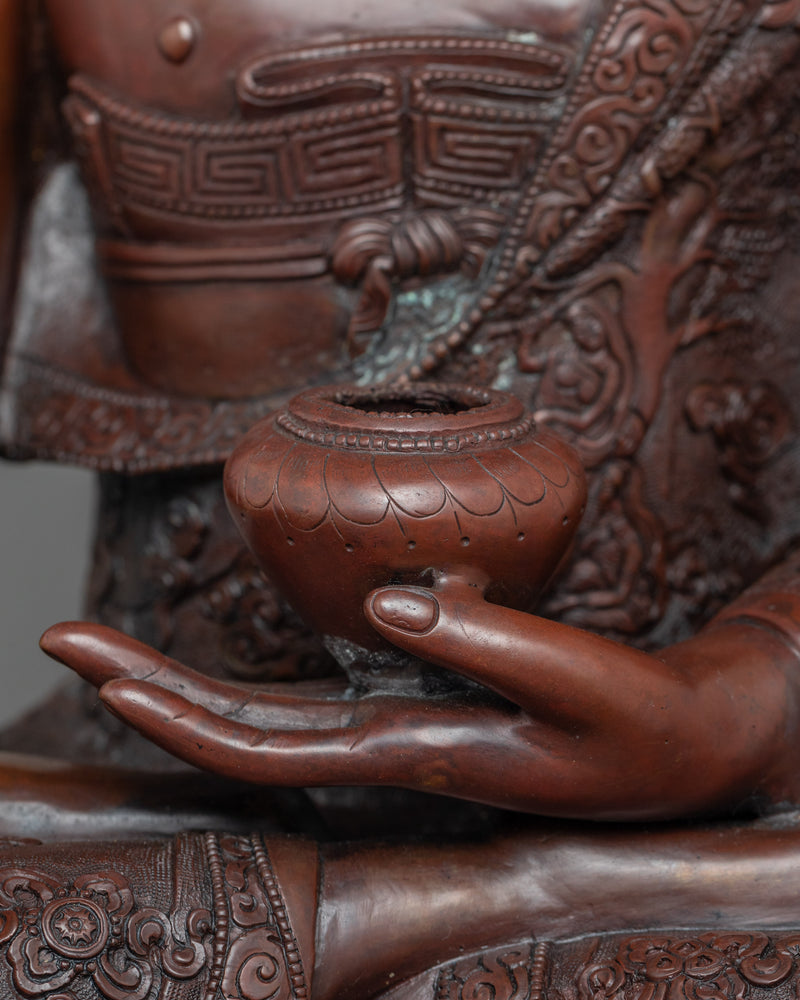 Statue of Shakyamuni Buddha: The Enlightened One | Majestic Oxidized Copper Sculpture