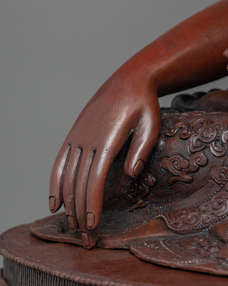 Statue of Shakyamuni Buddha: The Enlightened One | Majestic Oxidized Copper Sculpture