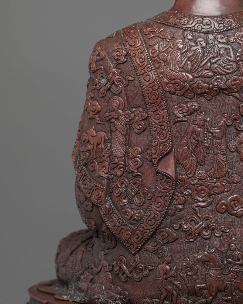 Statue of Shakyamuni Buddha: The Enlightened One | Majestic Oxidized Copper Sculpture