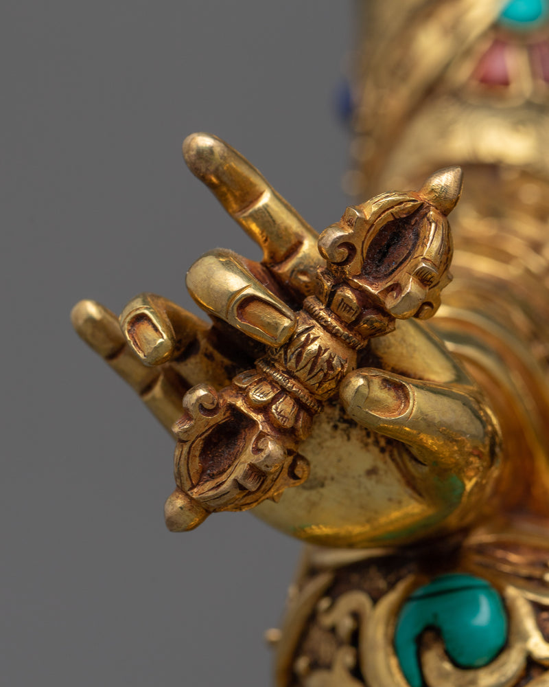 Divine Padmasambhava Guru Sculpture in 24K Gold | Embodiment of Enlightenment