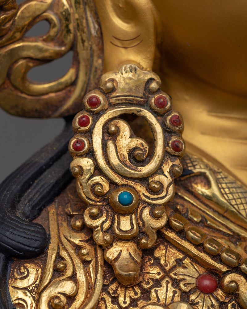 Divine Padmasambhava Guru Sculpture in 24K Gold | Embodiment of Enlightenment