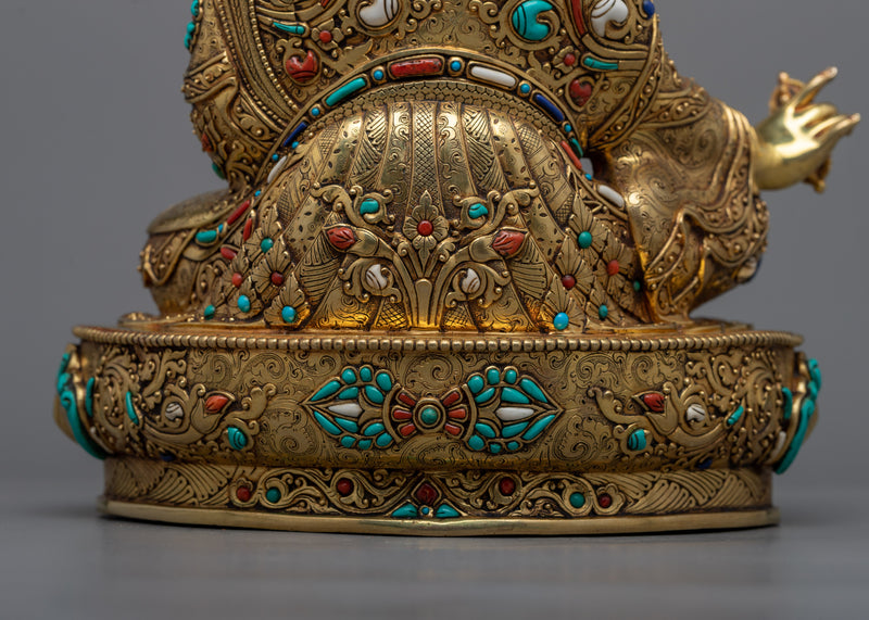 Divine Padmasambhava Guru Sculpture in 24K Gold | Embodiment of Enlightenment