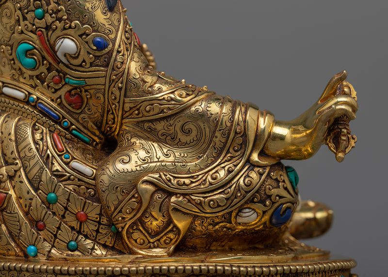 Divine Padmasambhava Guru Sculpture in 24K Gold | Embodiment of Enlightenment