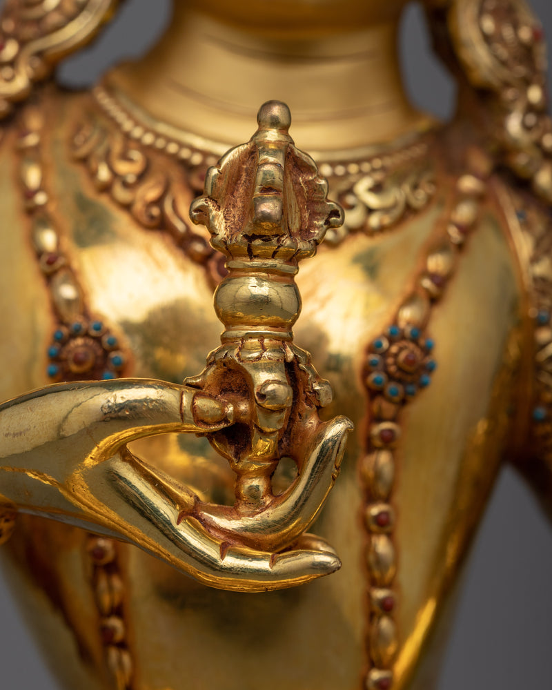 Divine Vajrasato Triple-Gilded Statue | Purity and Transformation Embodied