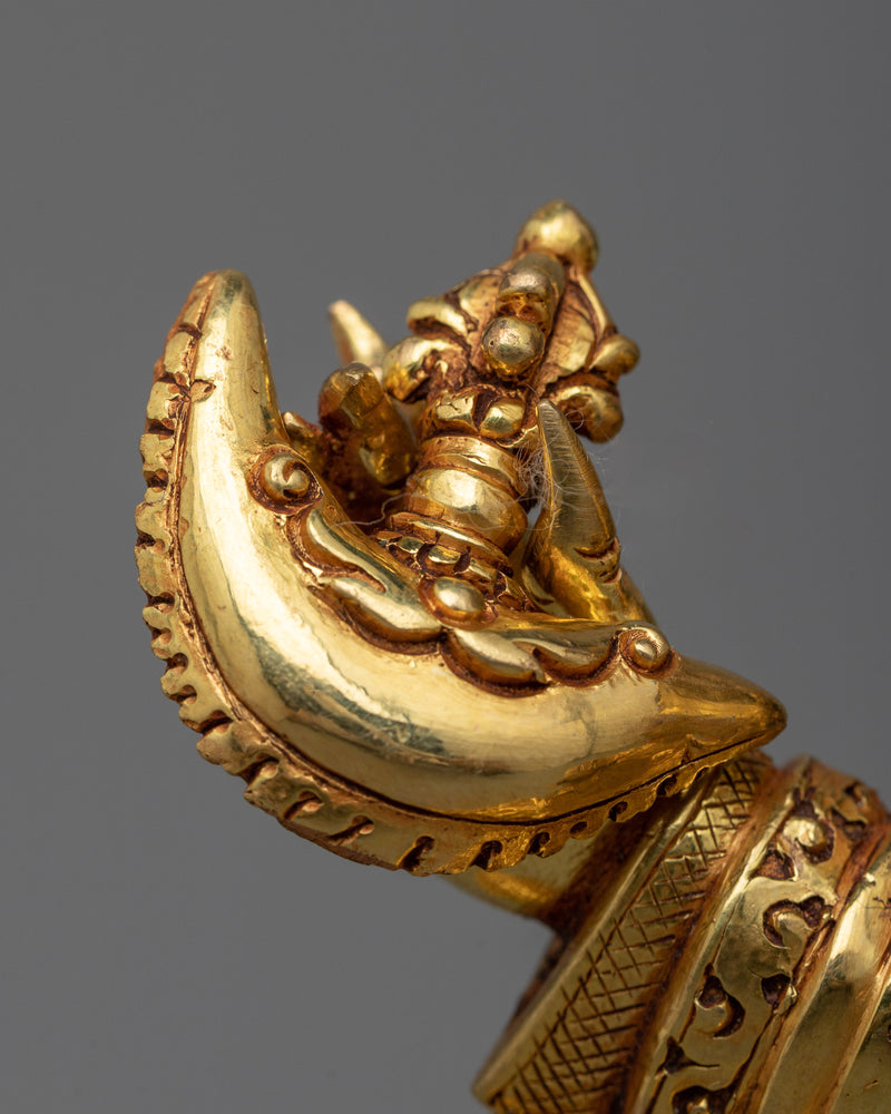 Divine Bernagchen Mahakala Sculpture | Triple-Layered 24K Gold Gilded Protector