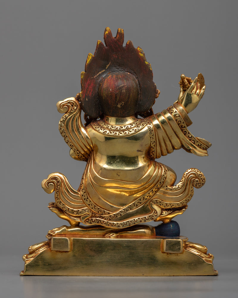 Divine Bernagchen Mahakala Sculpture | Triple-Layered 24K Gold Gilded Protector