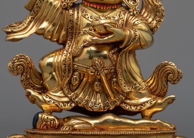 Divine Bernagchen Mahakala Sculpture | Triple-Layered 24K Gold Gilded Protector