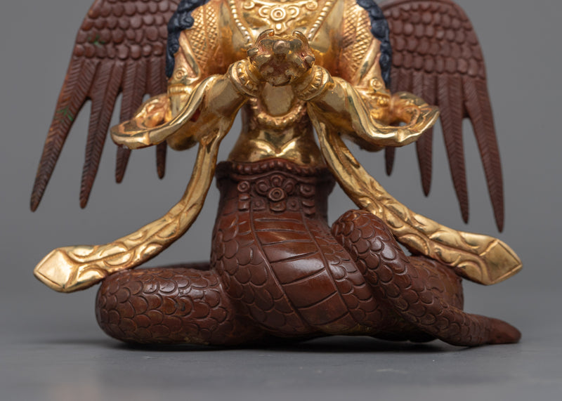 Elegant Nag Kanya 24K Gold Gilded Sculpture | Serpentine Guardian of Treasure