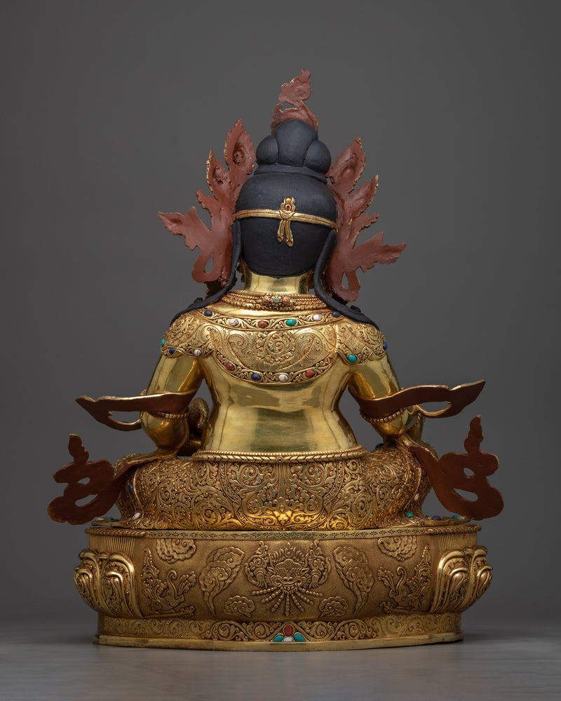 Dzambhala Spiritual Sculpture | Triple-Layered Gold Majesty