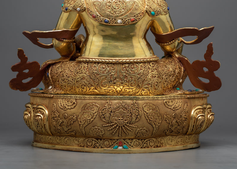 Dzambhala Spiritual Sculpture | Triple-Layered Gold Majesty