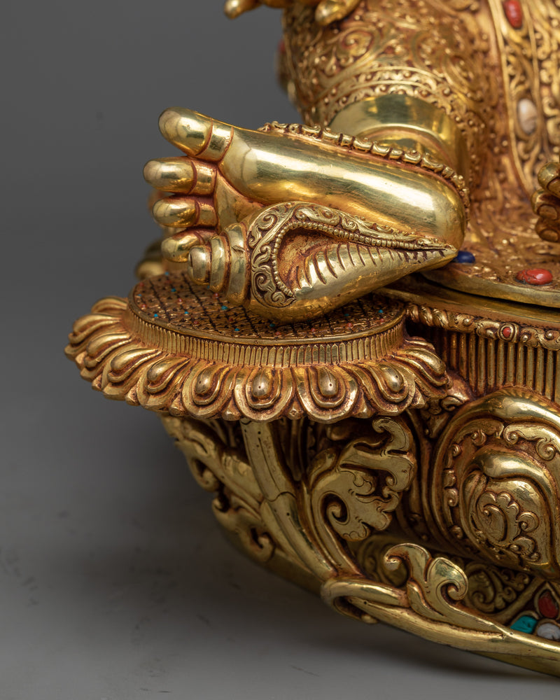 Dzambhala Spiritual Sculpture | Triple-Layered Gold Majesty