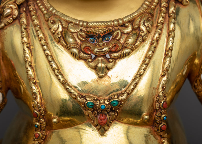 Dzambhala Spiritual Sculpture | Triple-Layered Gold Majesty