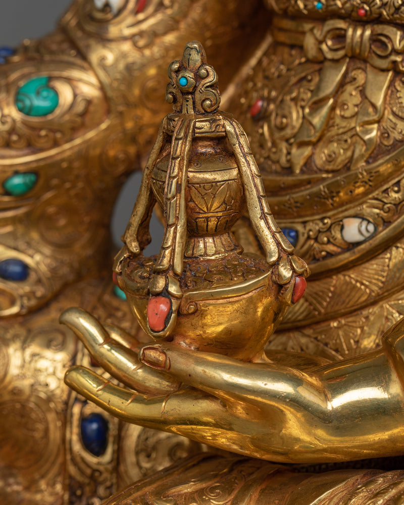 Guru Rinpoche Padmakara Statue in Triple Gold Resplendence | Himalayan Art