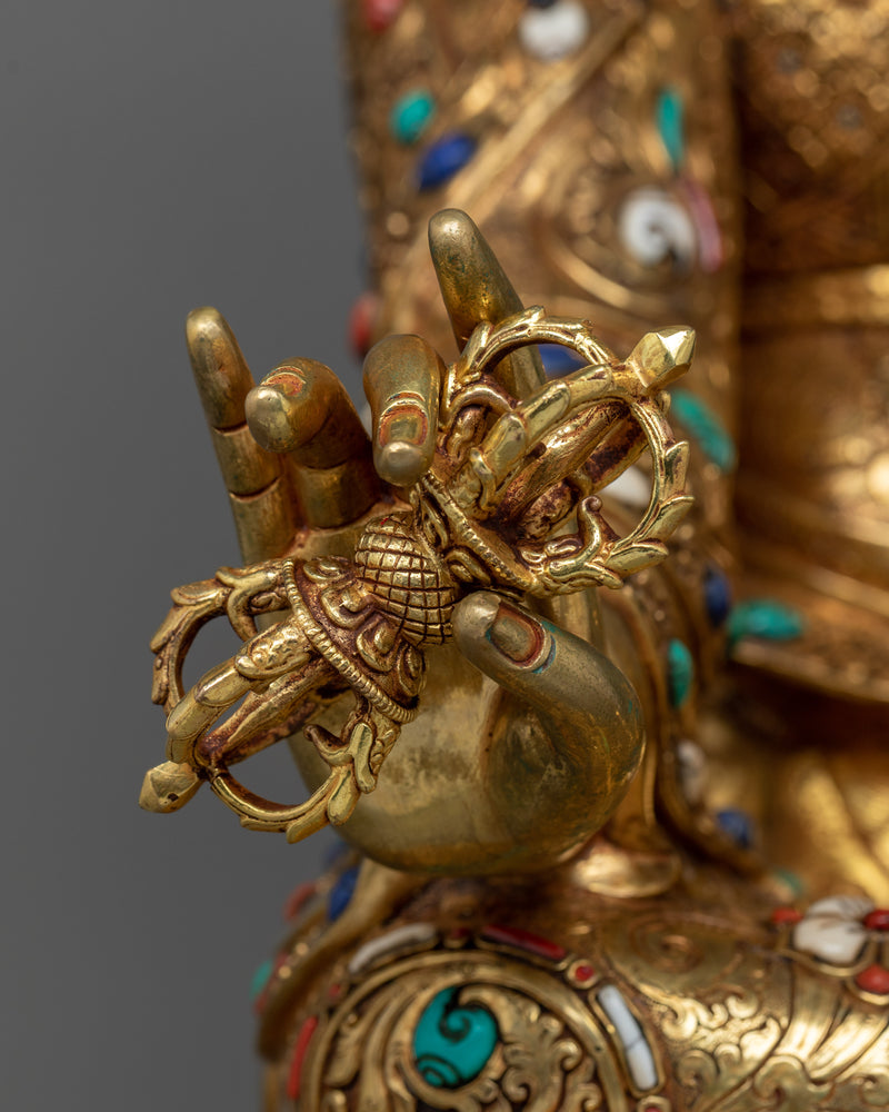 Guru Rinpoche Padmakara Statue in Triple Gold Resplendence | Himalayan Art