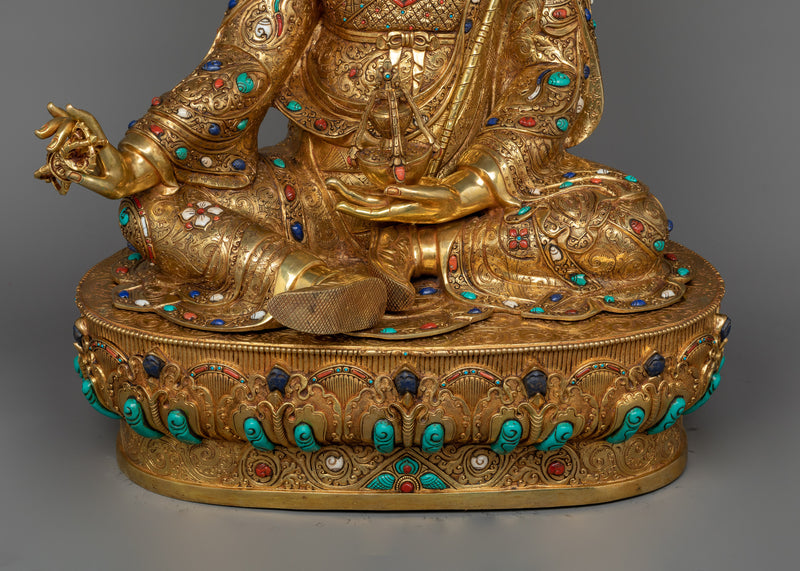 Guru Rinpoche Padmakara Statue in Triple Gold Resplendence | Himalayan Art