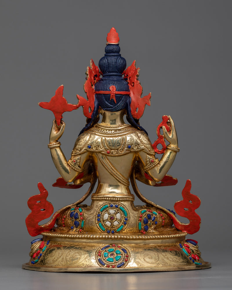 Radiant 4-Armed Chenrezik Bodhisattva | Compassion in Every Touch